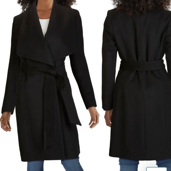 Cole Haan Elegant Black Wrap Coat size 12 NWT - Picture 2 of 3